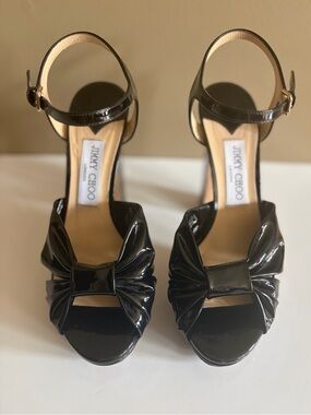 Designer Jimmy Choo Black Patent Heloise Platform size 40